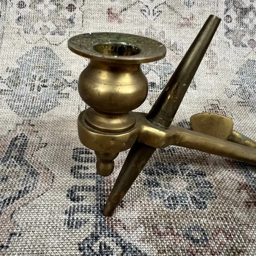 Vintage 60s Brass Anchor Candlestick Coastal Nautical Decor
